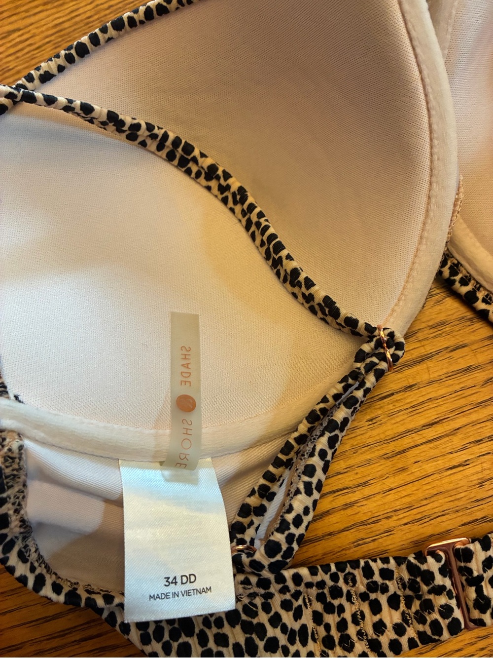 Shade & Shore Leopard-Print bathing suit top 34 dd in Cream and Black 2 for 1 - Picture 6 of 7